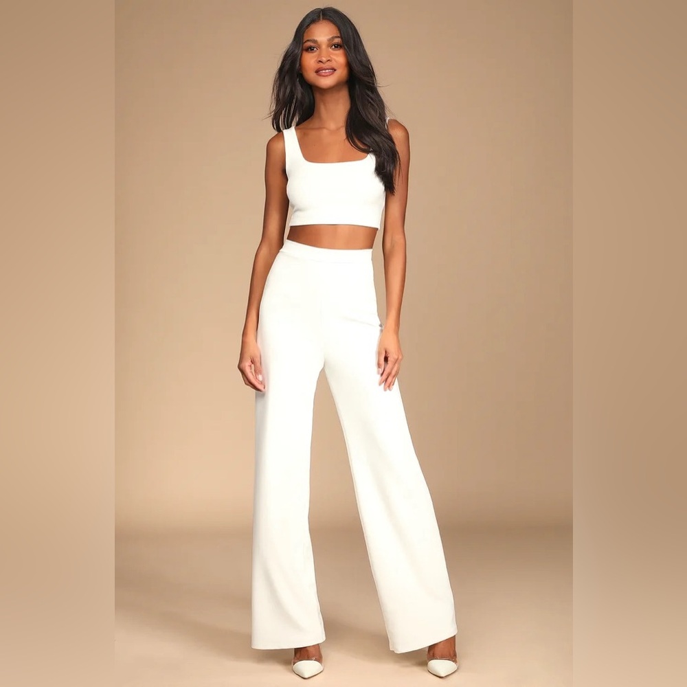 Lulu’s Only Tonight Ivory Two-Piece Wide-Leg Jumpsuit
